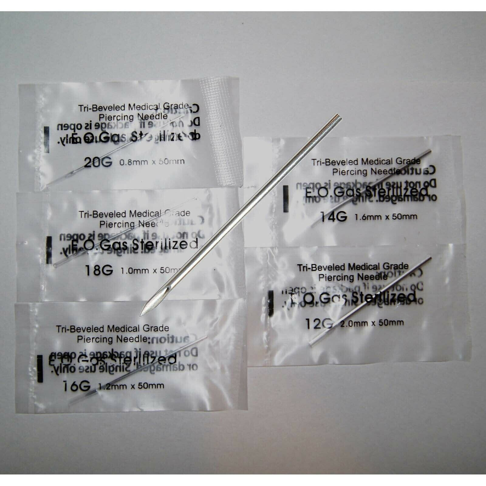 Sterilized Piercing Needles Gauge Hollow Point Tri Beveled 100pcs