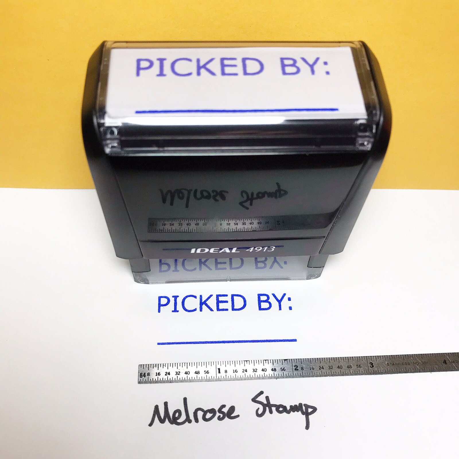 Picked By Rubber Stamp Self Inking Blue Ink Ideal 4913