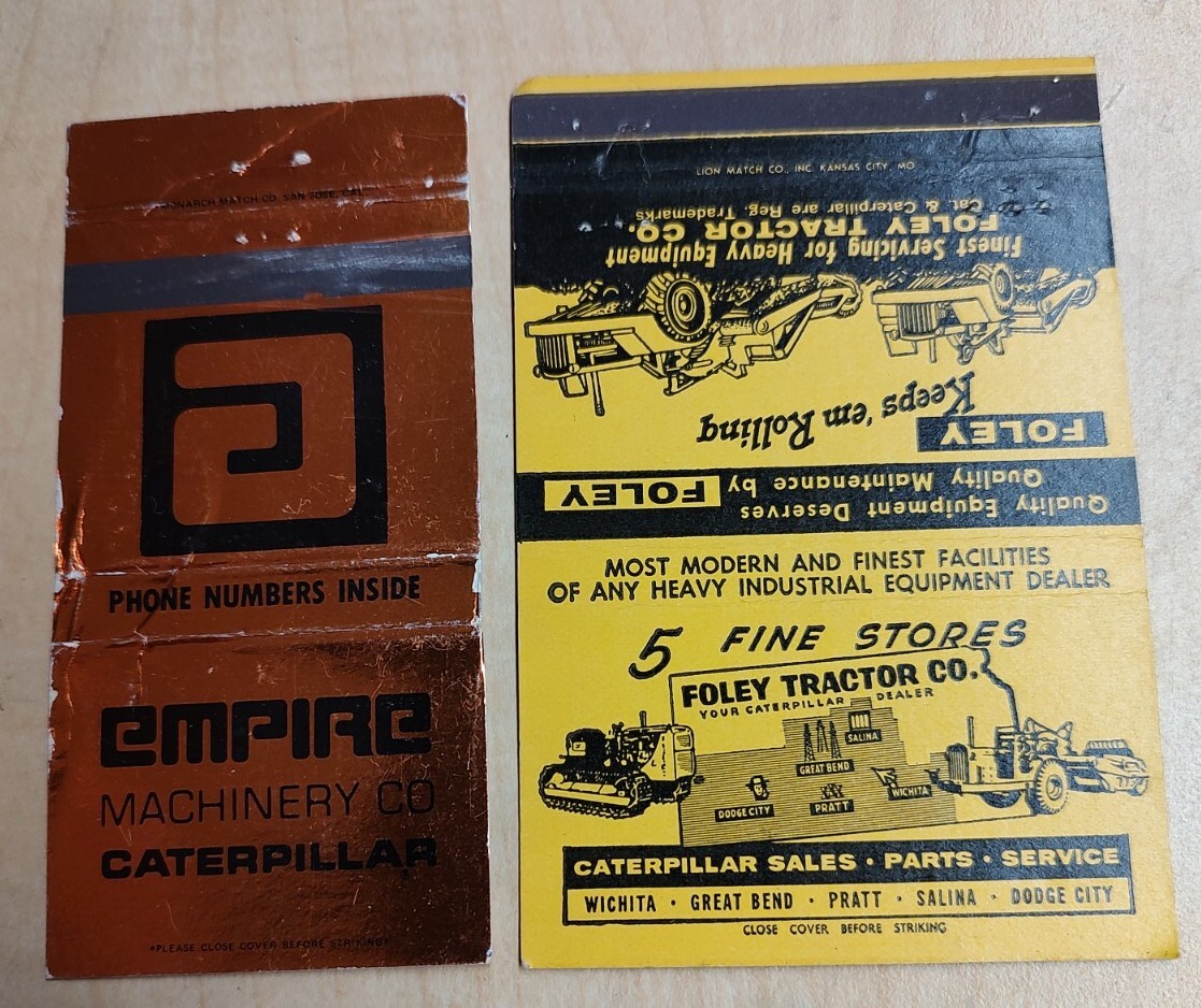 Caterpillar Matchbook Cover Lot Foley Tractor Sales Kansas KS Empire Arizona AZ