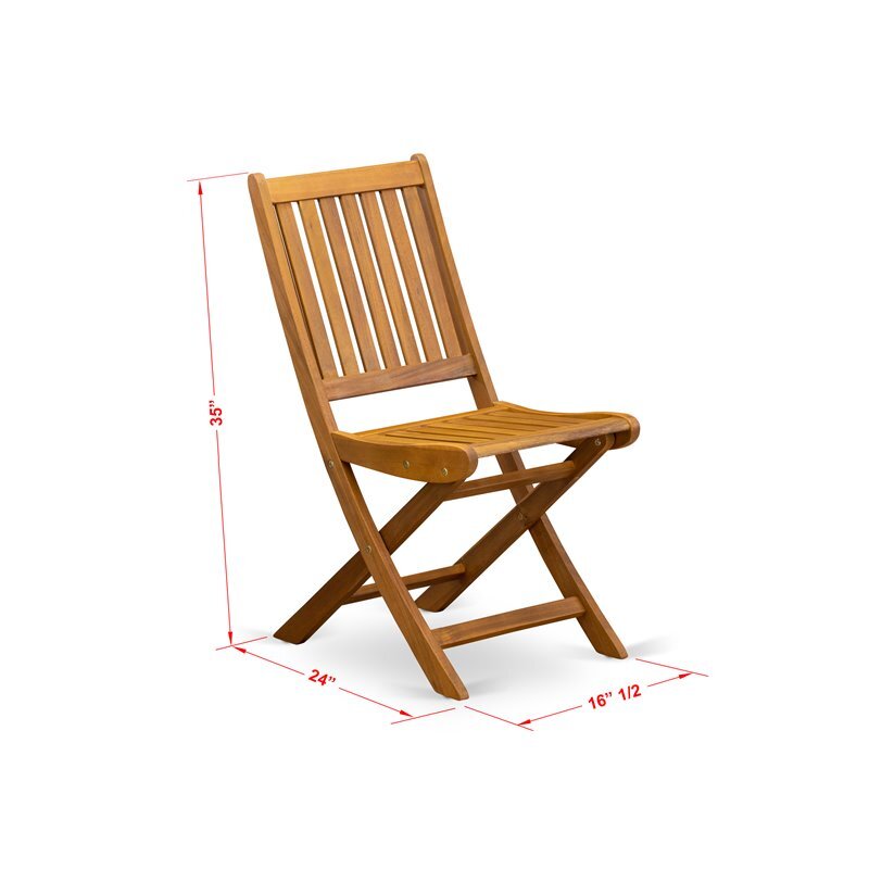 East West Furniture Beasley 7-piece Patio Dining Set w/ Slat Back in Natural Oil