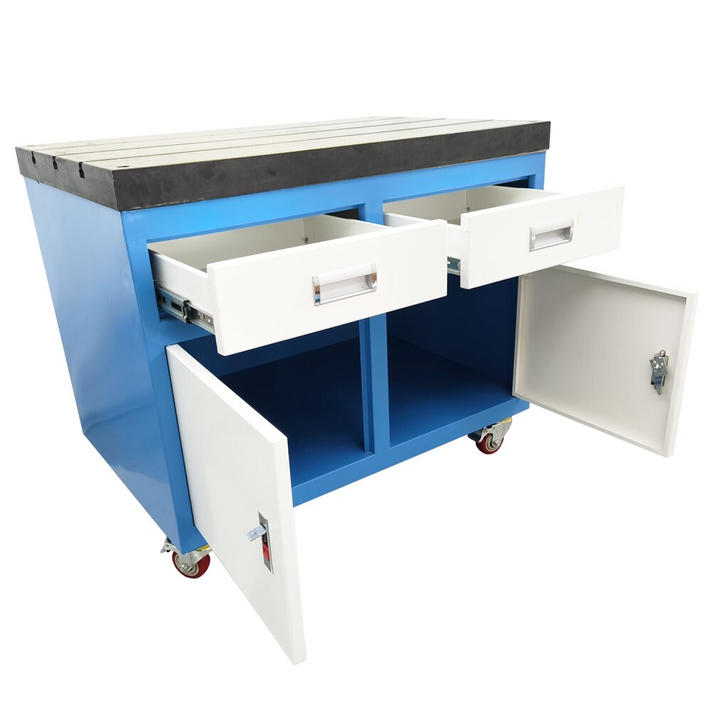 35.4"*23.6" Movable T-slot Worktable Platform with Drawers for Tapping Machine