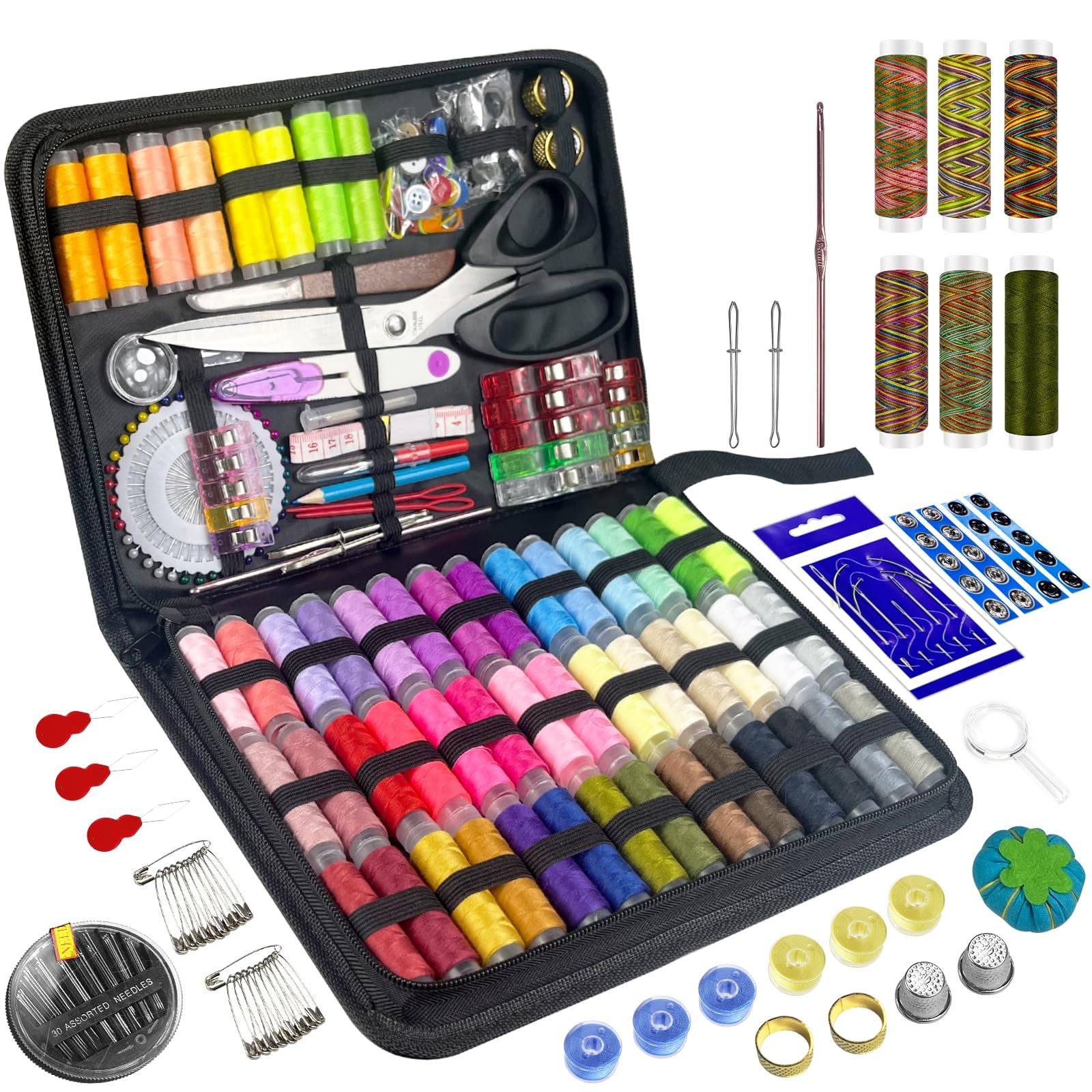 305Pcs Sewing Kit for Adults, 56Color Thread Spools, Portable Needle Color B