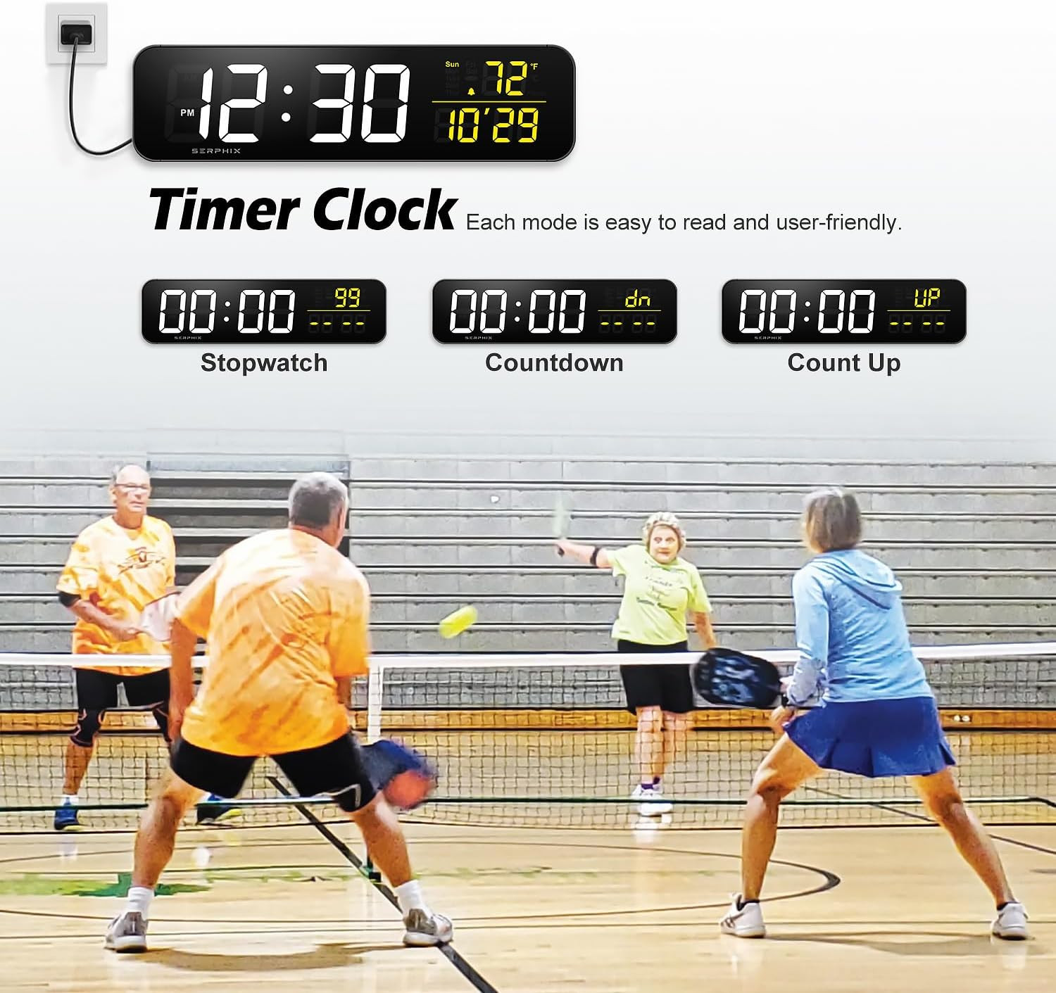 15.2" LED Scoreboard Clock with Countdown Timer & Remote for Sports Games