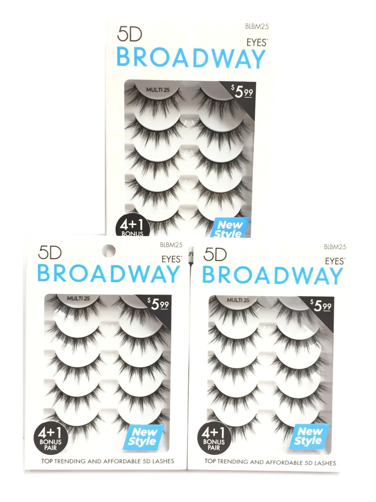 (3 PACK) Broadway 5D Lashes - Multi 25, BLBM25