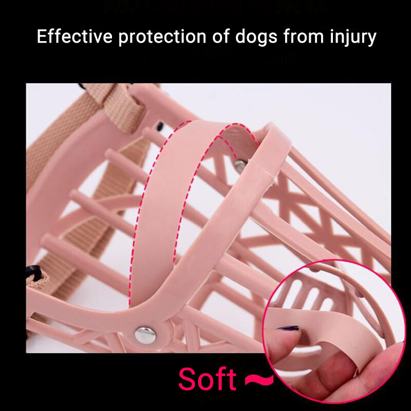 Dog Muzzle Mouth Cover Anti Bite Barking Chewing Comfortable Soft Plastic Mask
