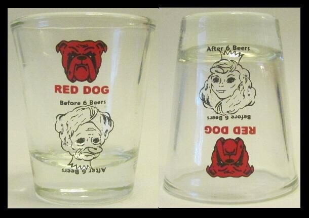 Red Dog Before 6/ After 6 1½ Shot Glass
