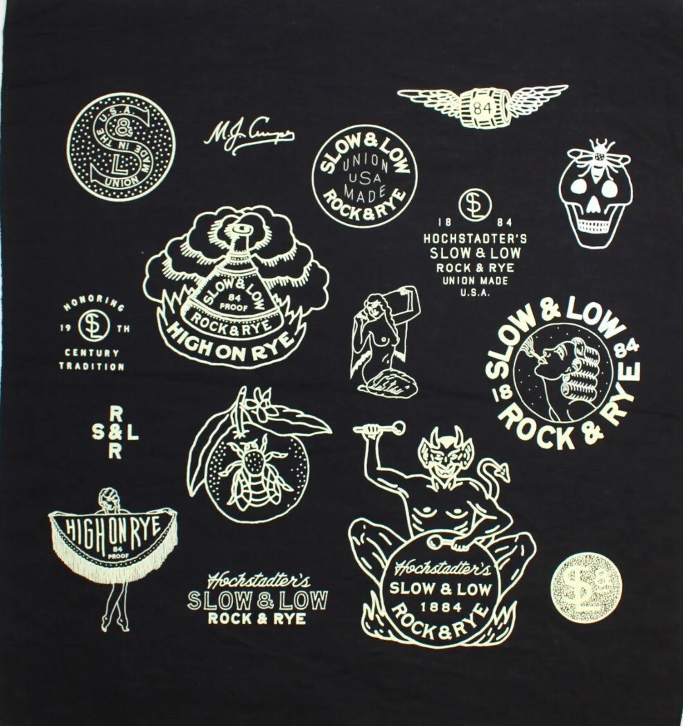 Hochstadter’s Slow & Low 1884 Rock & Rye Whiskey Hanky Bandana Handkerchief