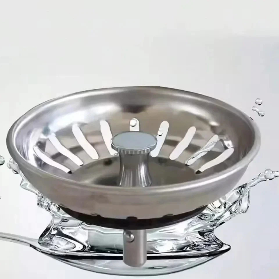 Stainless Steel Home Kitchen Sink Drain Stopper Basket Strainer Waste Plug