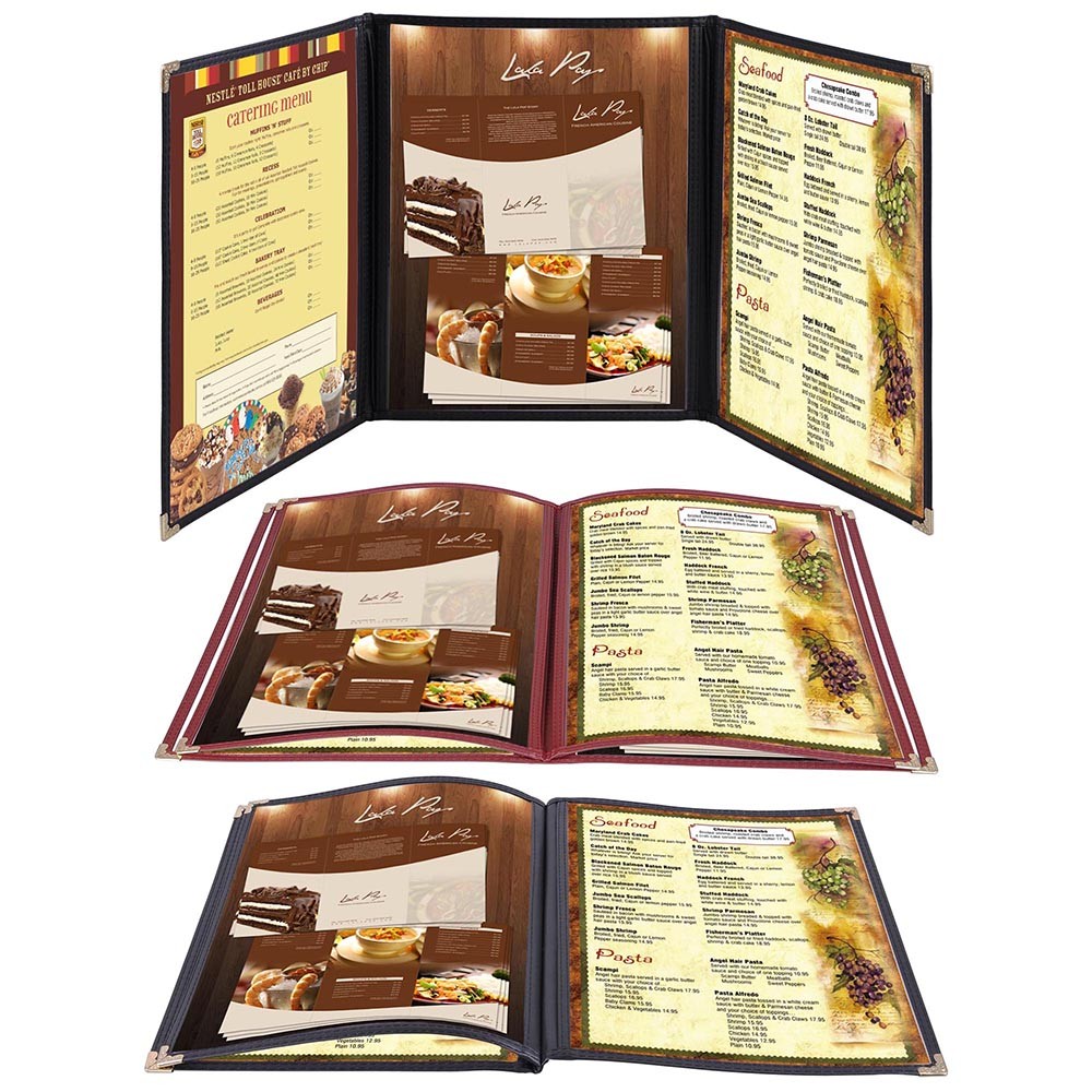 WeChef Non-Toxic Menu Covers Cafe Restaurant Club Fold Book Style 8.5x11 8.5x14"