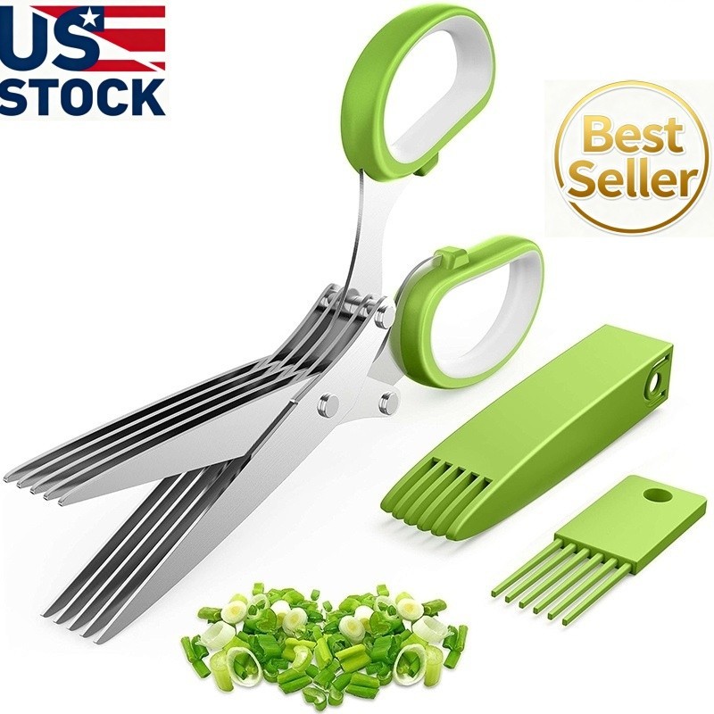 5 Blade Professional Shredding Scissors Sharp Herb Stainless Steel Kitchen Tool