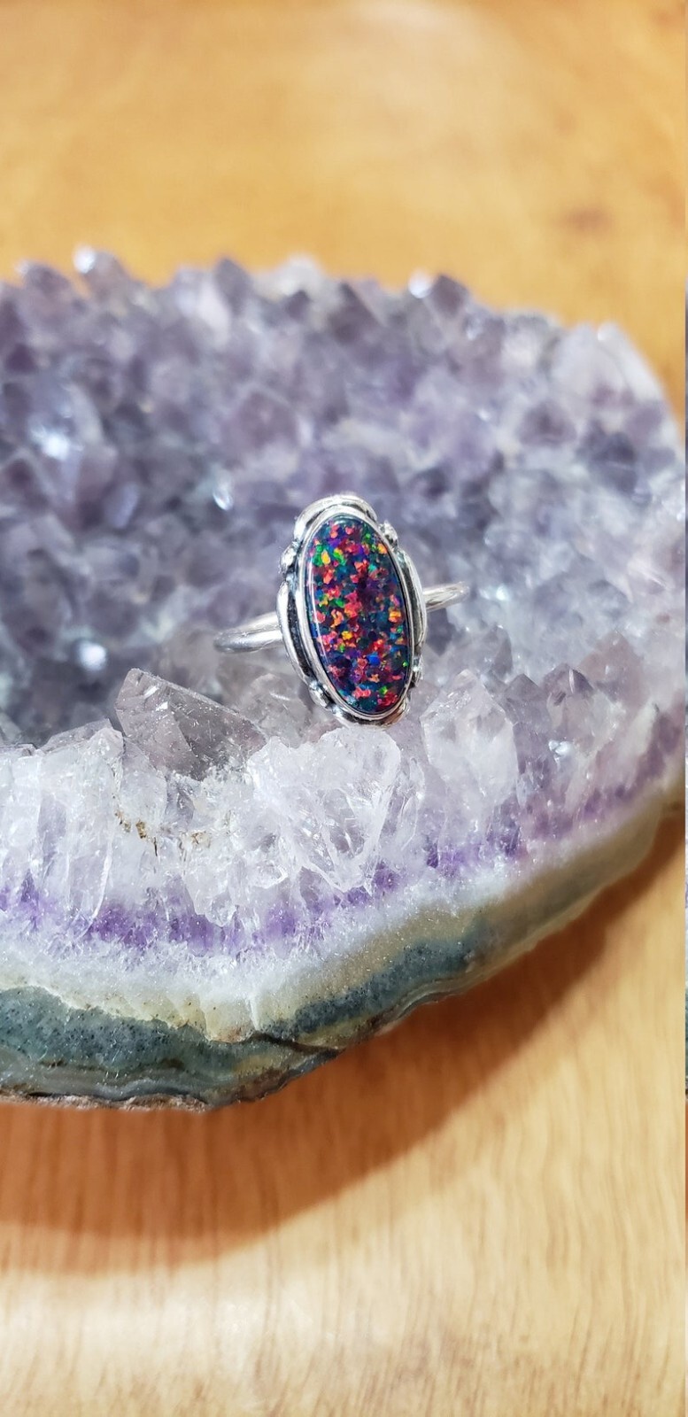 Black Fire Opal Ring 925 Sterling Silver Ring Women Statement Ring Gift For Her