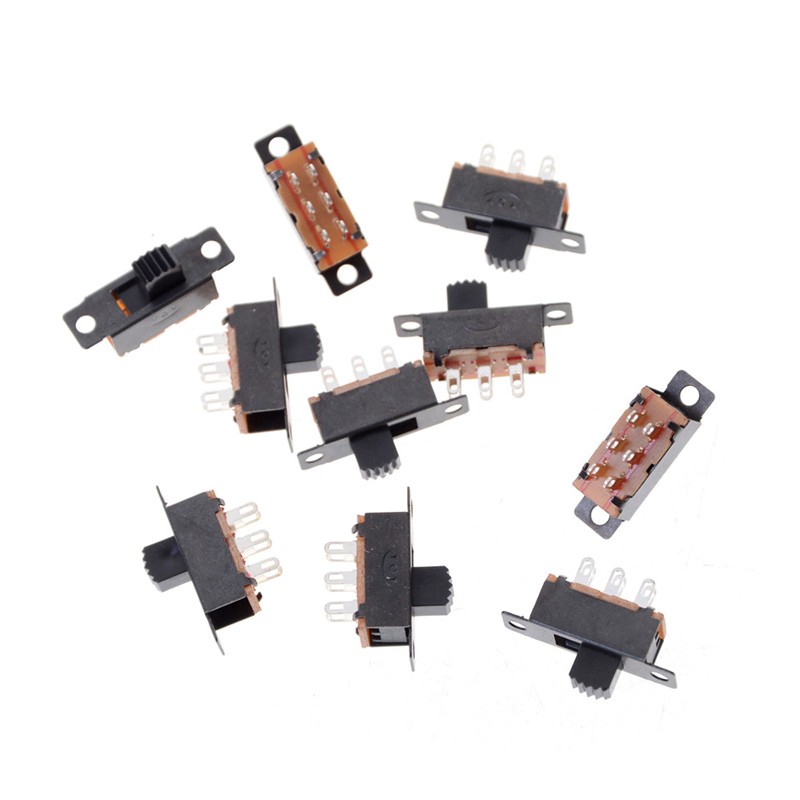10 Pcs 2 Position DPDT 2P2T Panel Mount Vertical Slide Switch 6 Pin 0.5A -y-