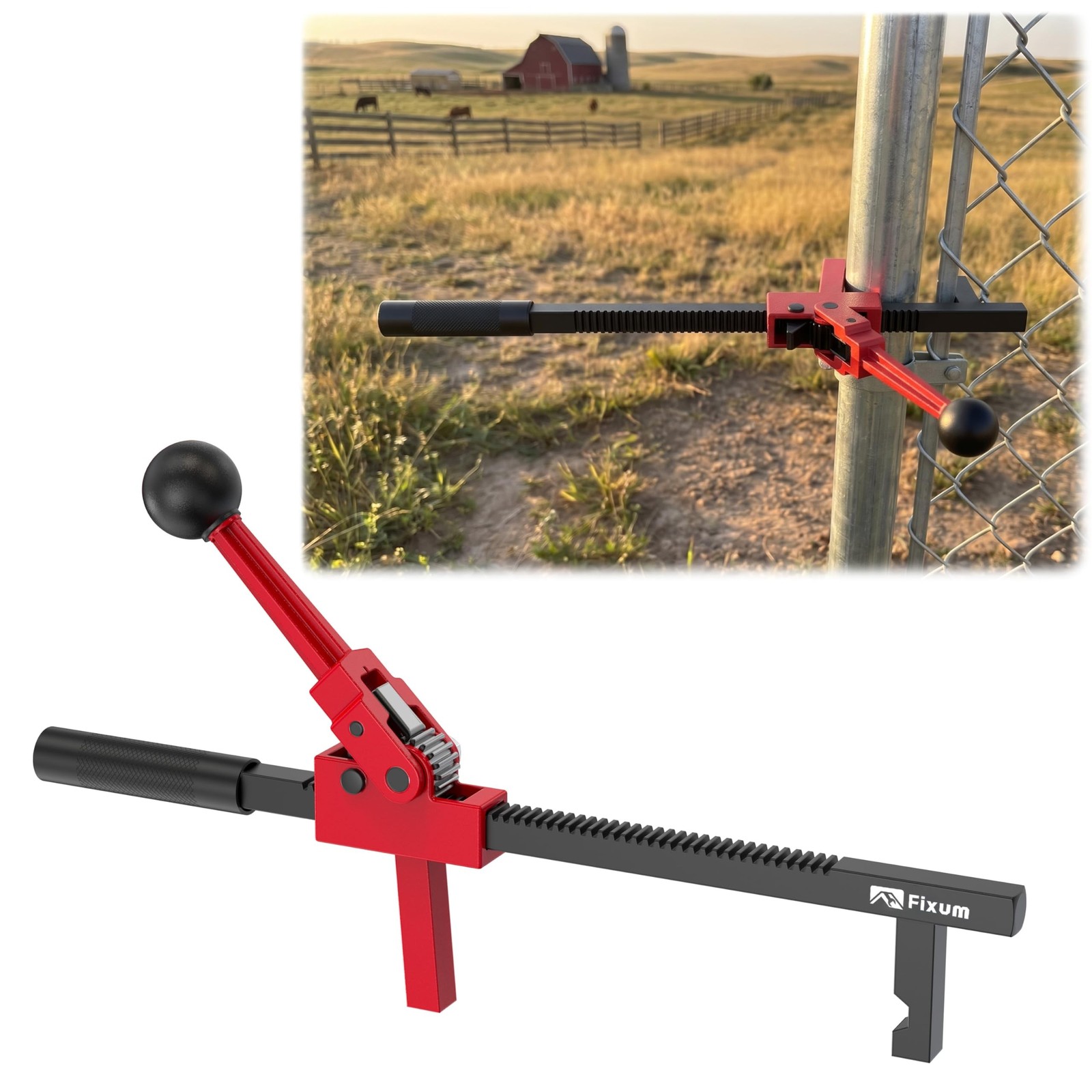 Chain Link Fence Stretcher Tool, Ratcheting Wire Fence Tightener & Puller for...