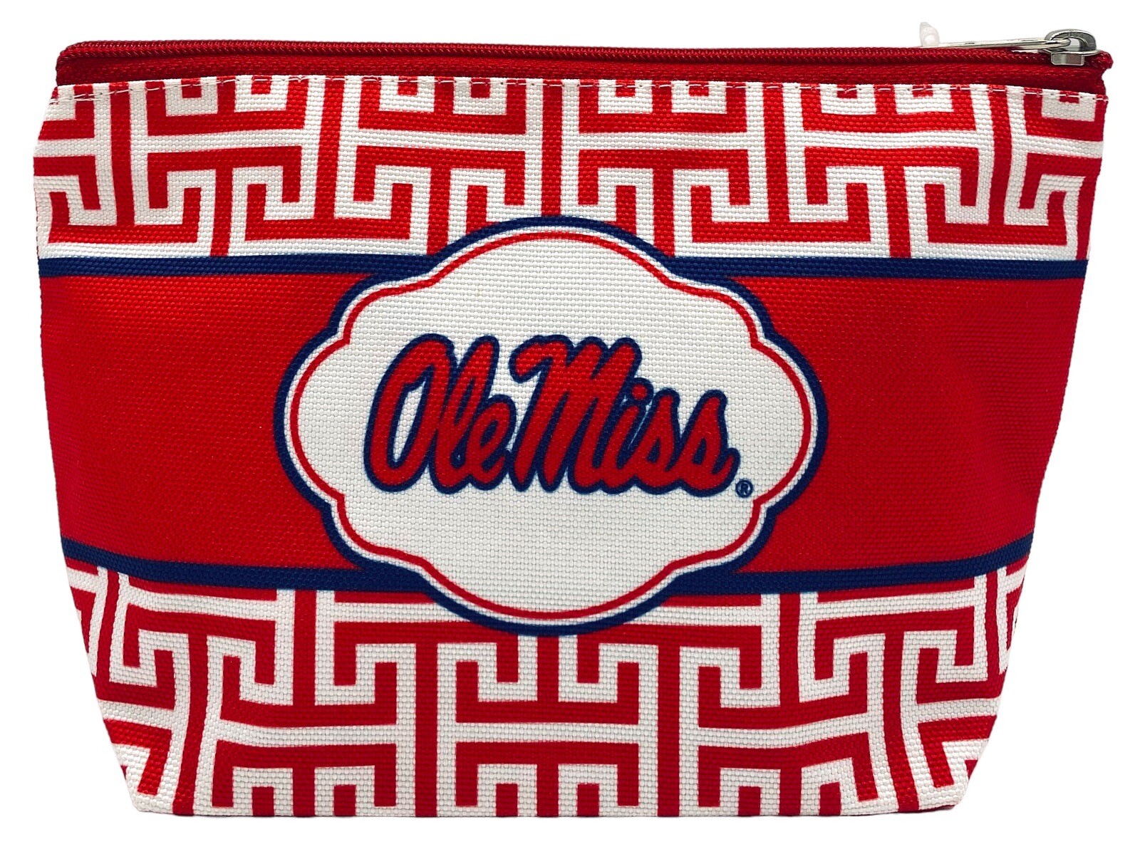 Ole Miss Rebels Greek Key Zippered Bag,Purse Pouch, Makeup/Accessory Bag-NWT