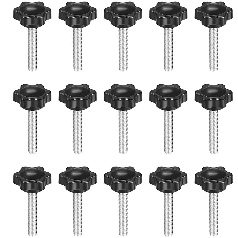 M6 x 40mm Thread Clamping Knob, Thumb Screw, Star Hand Knob x 40mm, Black