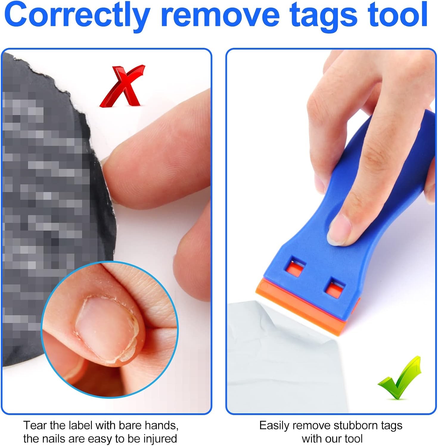 4 Pcs Plastic Razor Blade Scraper with 100 Blades No Scratch