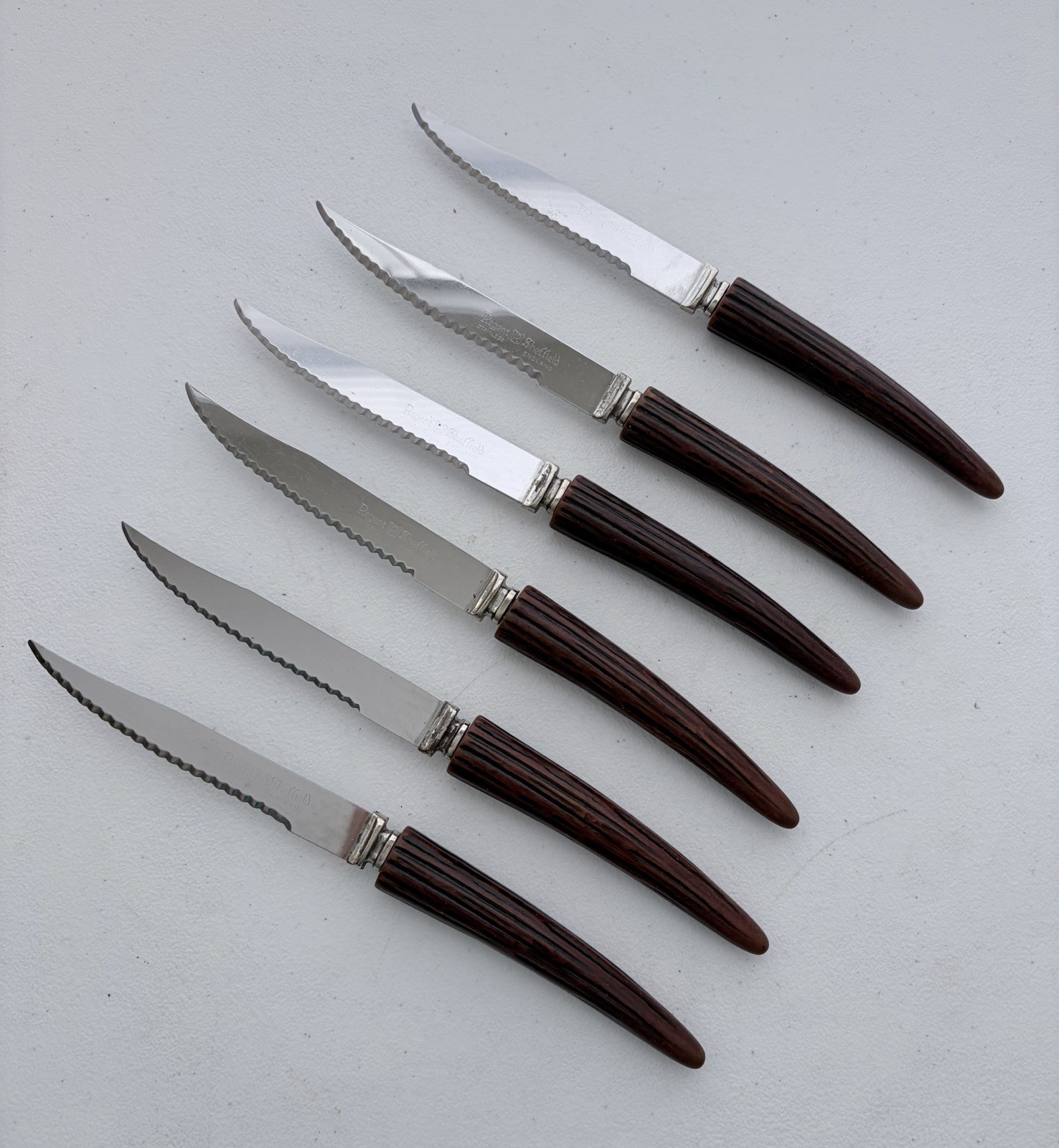 6 Regent Sheffield England Faux Antler Handle Steak Knives
