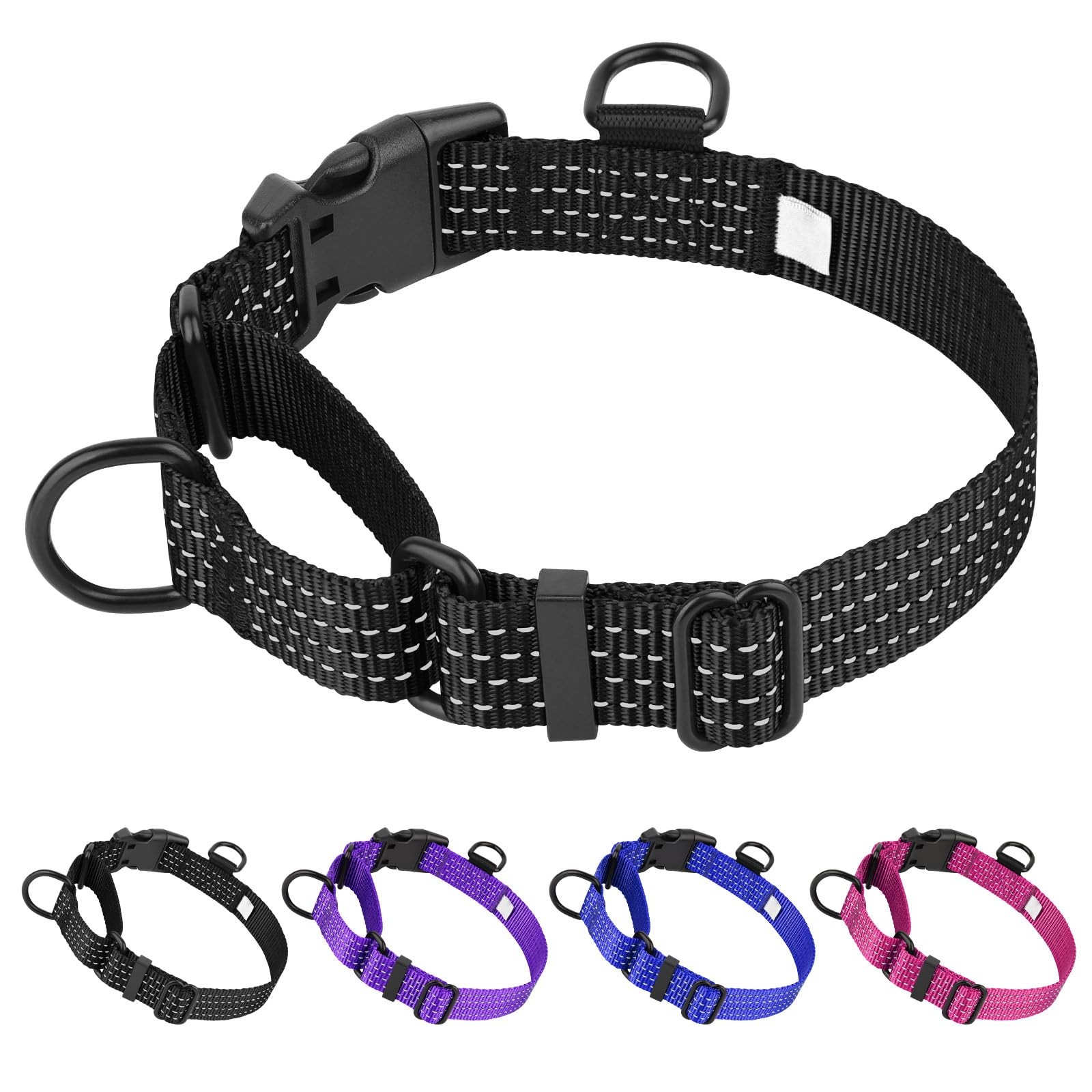 Dlitk Martingale Dog Collar, No-Pull Training Collar M [13.3"-19.6"], Black