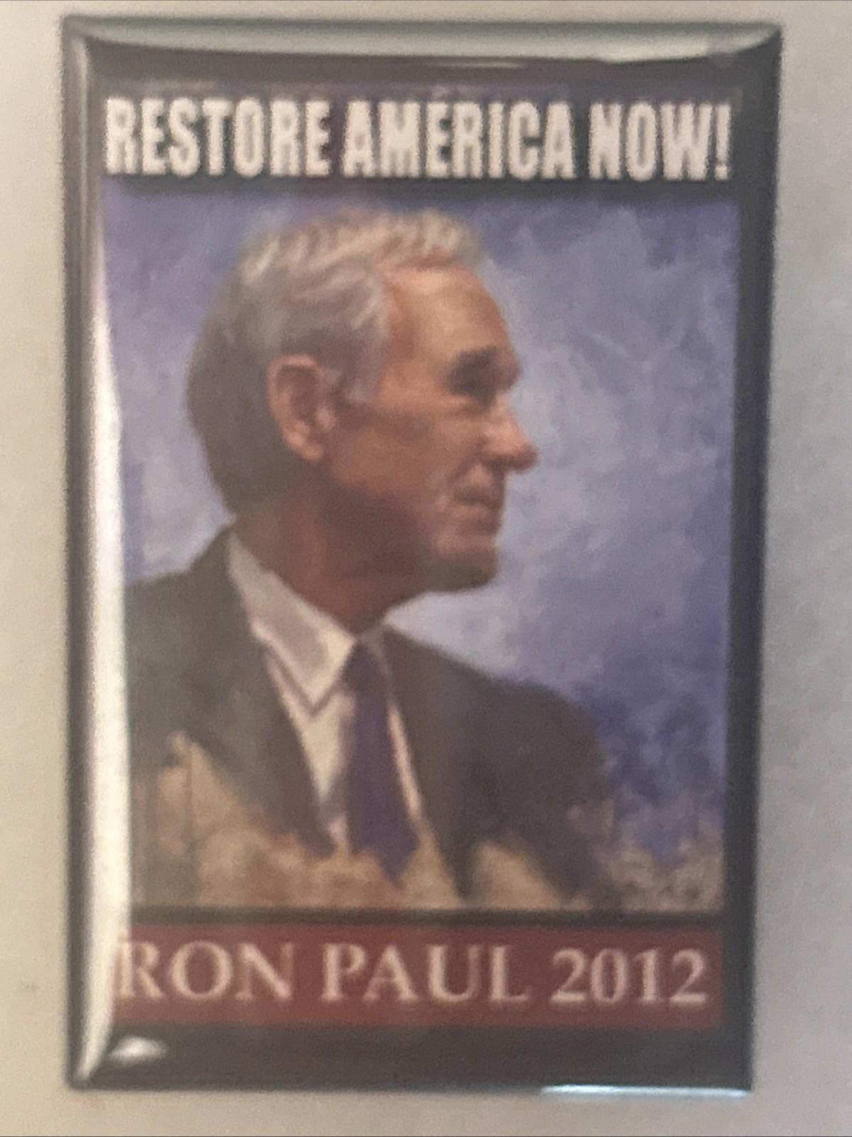 Restore America Now! Ron Paul 2012  2 3/4” x 1 3/4” pinback button pin
