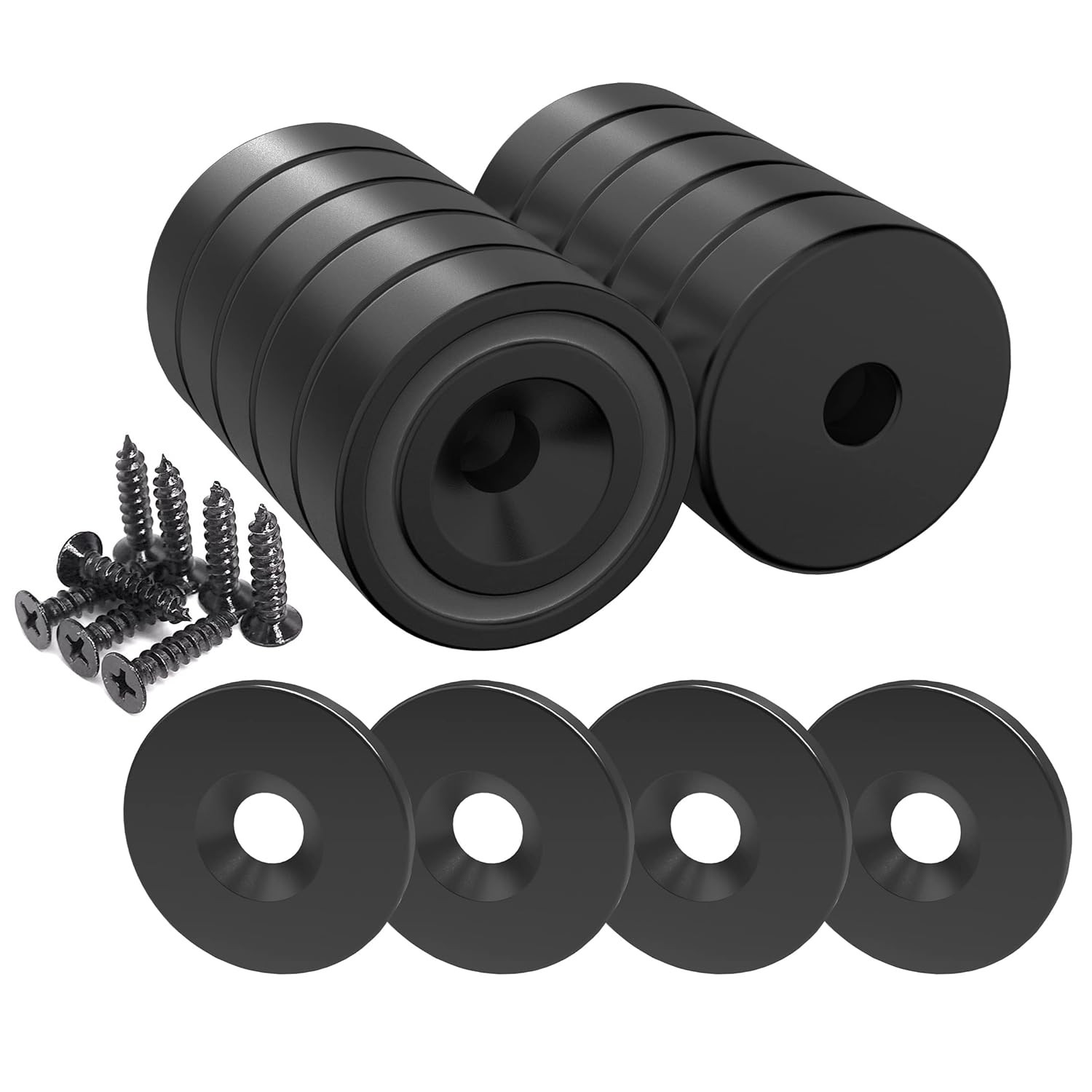 12 Neodymium Magnets, 25 LB Force, Size 0.79"*0.28", Steel Capsule, Black Pot Ma