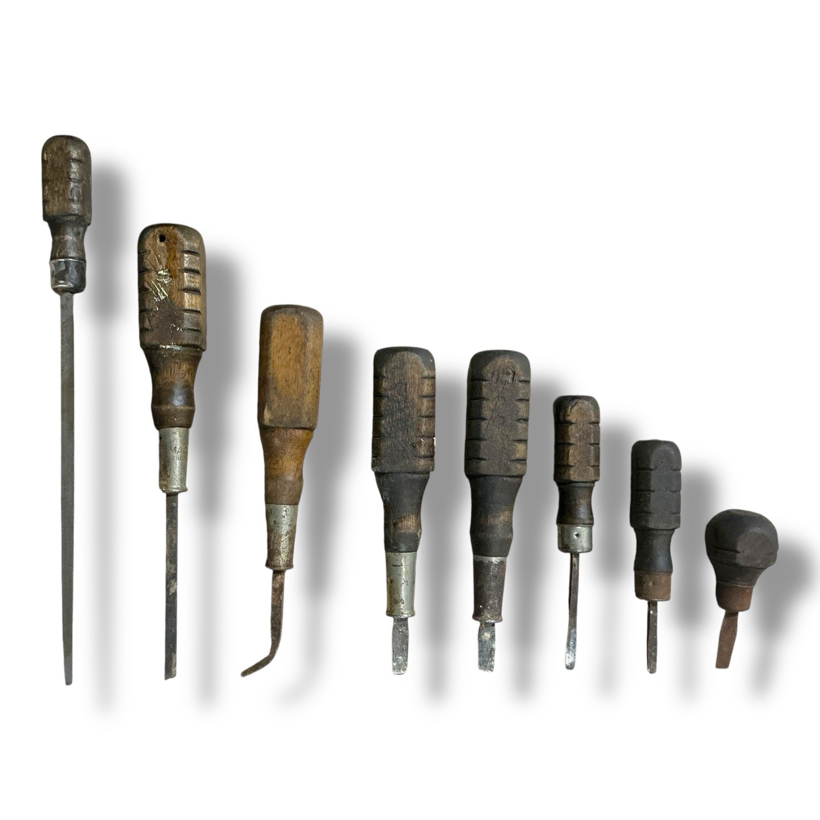 Vintage Wood-handled screwdriver Sharpener Tool Lot MAC & Other VERY WORN