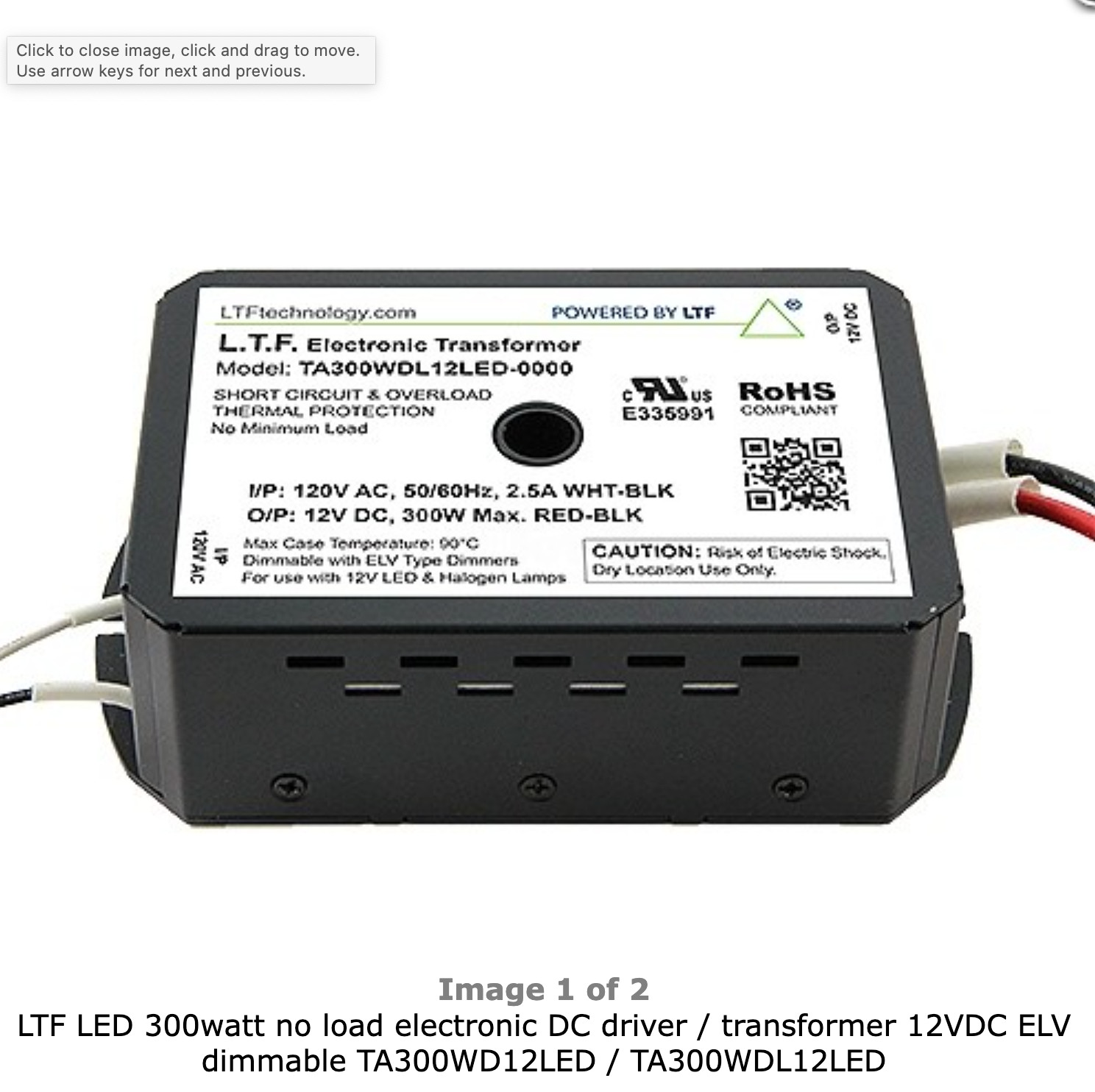 TA300WDL12LED LTF DC driver / transformer 12VDC ELV dimmable TA