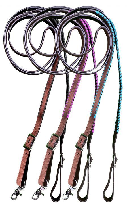 Showman Rawhide Laced Rough-out Leather Contest Reins