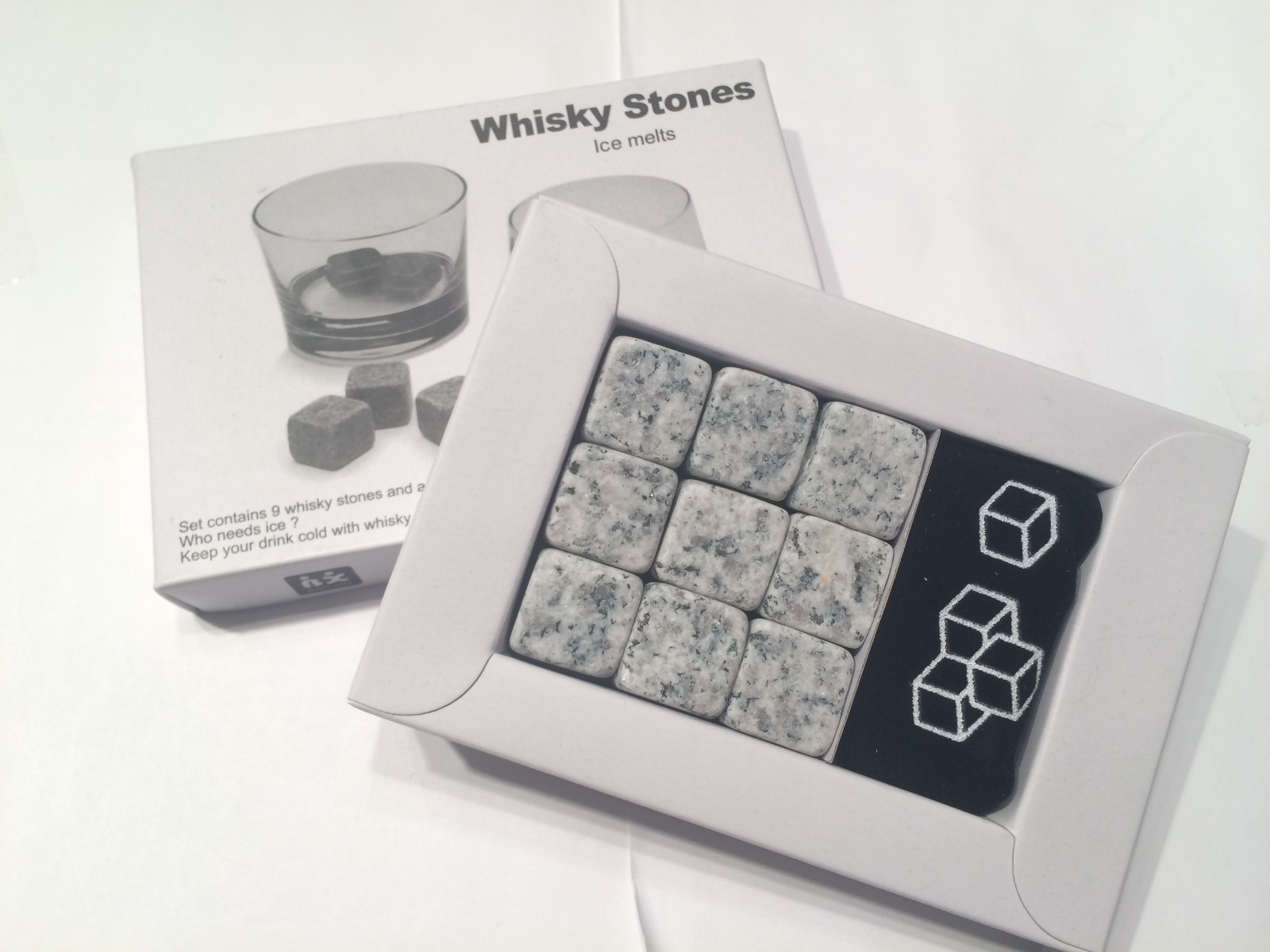 9x Light Gray Whiskey Whisky Scotch Soapstone Cold Stone Ice Cubes Rocks Bag USA