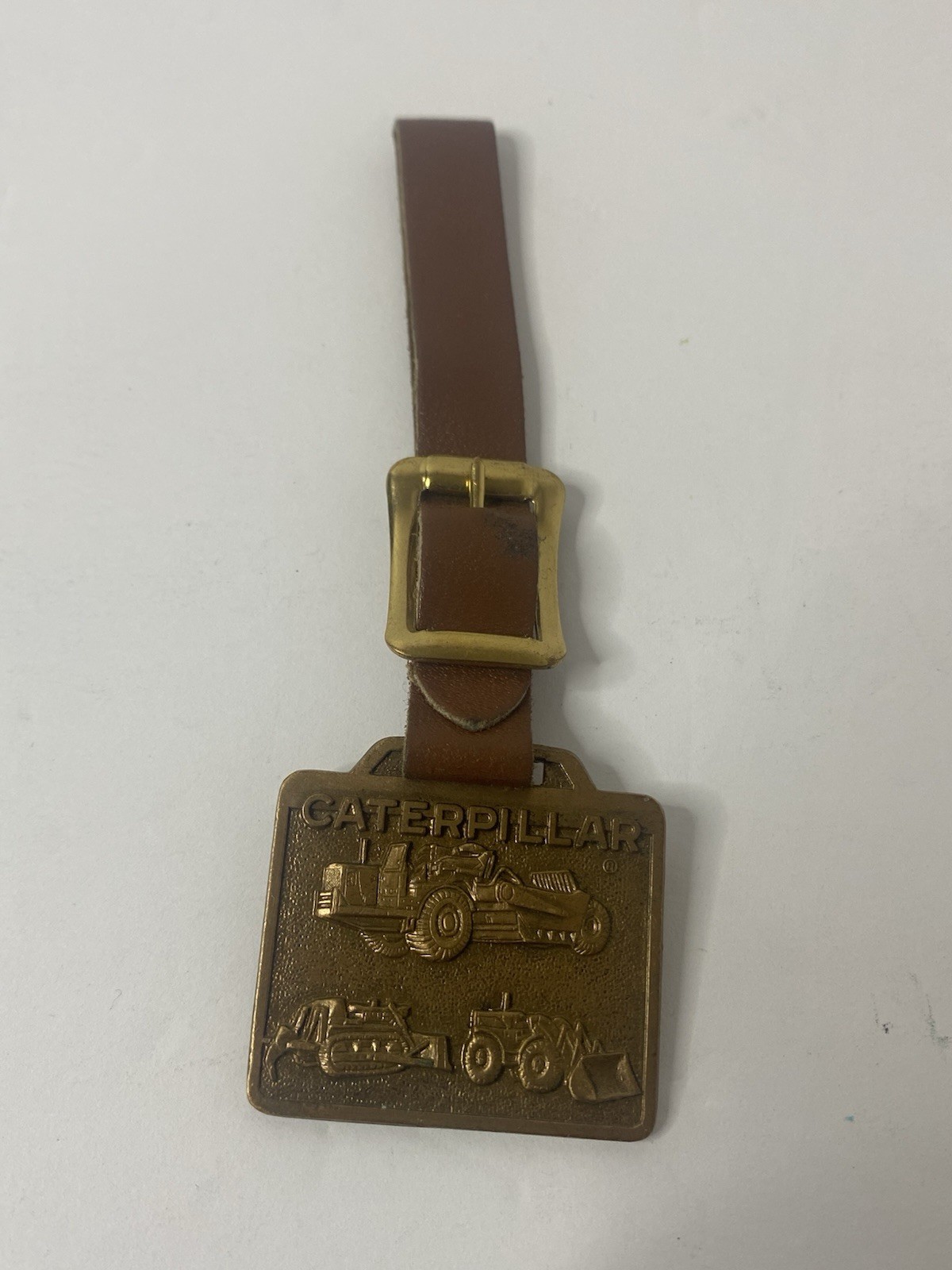 Caterpillar CAT Heavy Equipment Advertising Watch Fob with Leather Strap
