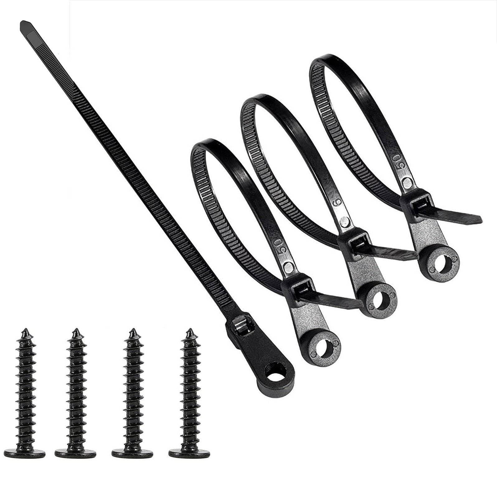 Nylon Cable Tie with Screw Holes, 100 Pcs 5.9 Inch Length Zip Tie, With 100 P...