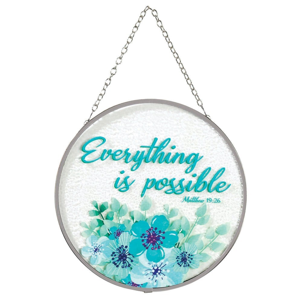 Dicksons Everything is Possible Floral Clear 6 inch Glass Suncatcher