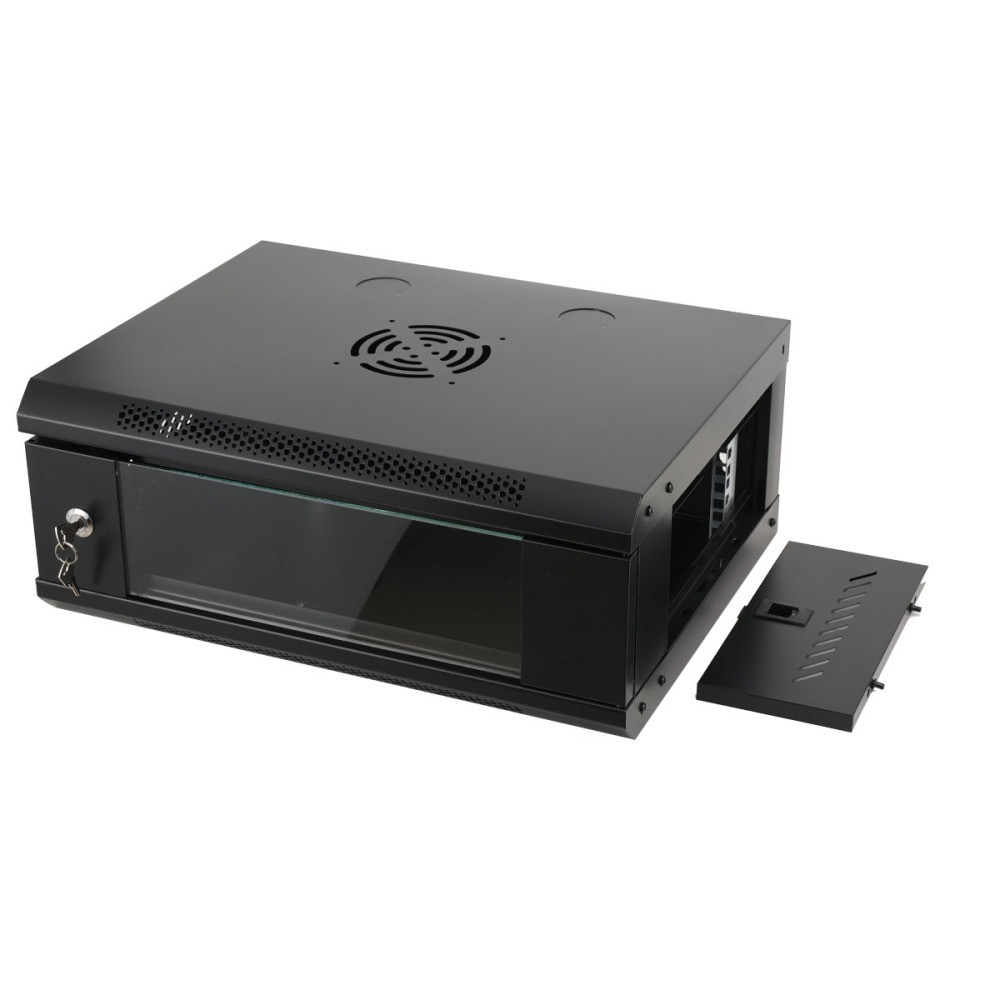 4U Wall Mount Server Cabinet IT Network Rack Enclosure Lockable Door Rack Shelf