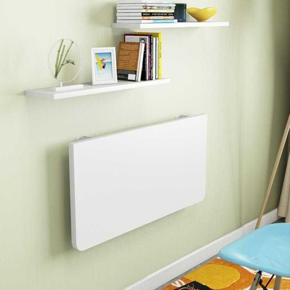 Folding Wall Table Fold Down Study Writing Desk Kitchen Floating Storage Shelf