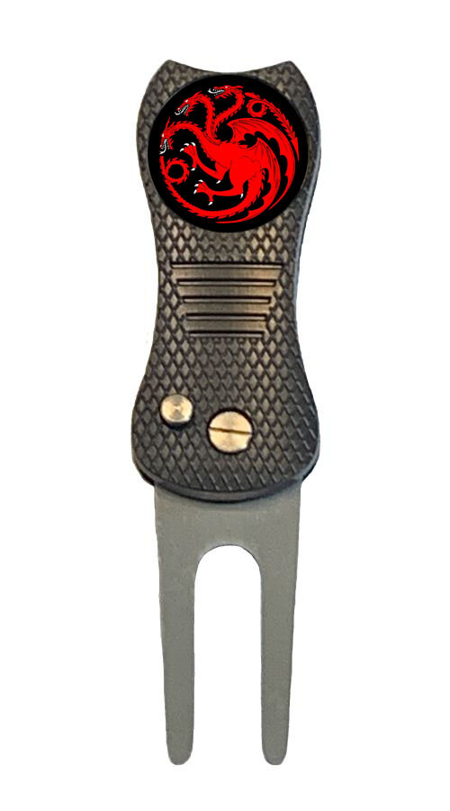 GOT House Targaryen Game of Thrones Golf Ball Marker + Switchblade Divot Tool