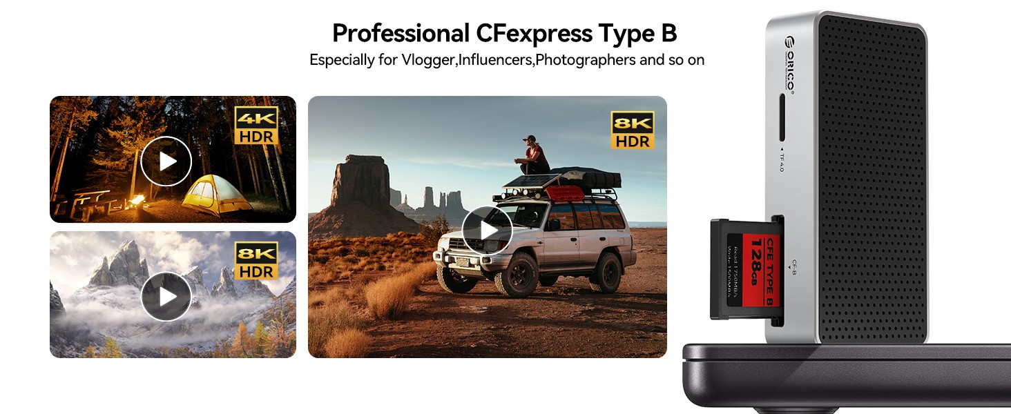 CFexpress Type B Card Reader 1500MB/s 8k Video w CFexpress Type A and SD, S375