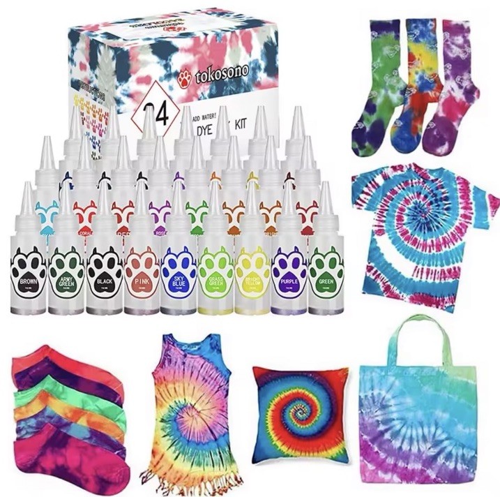 Tie Dye Kit, 24 Colors Tie Dye Shirt DIY Fabric for family group party fri end