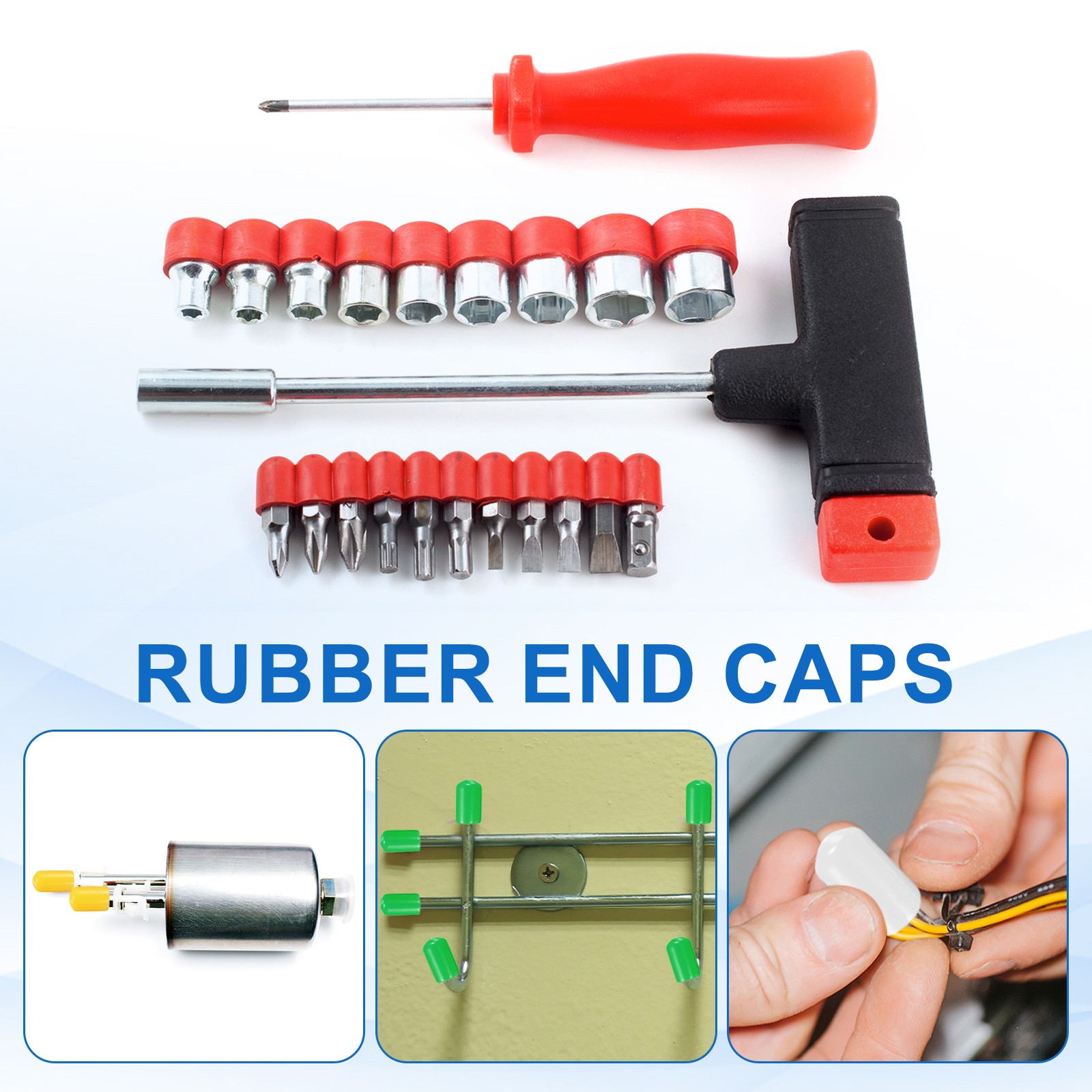 100pcs Round Rubber End Caps 4mm ID Bolt Covers Screw Protectors, Translucent