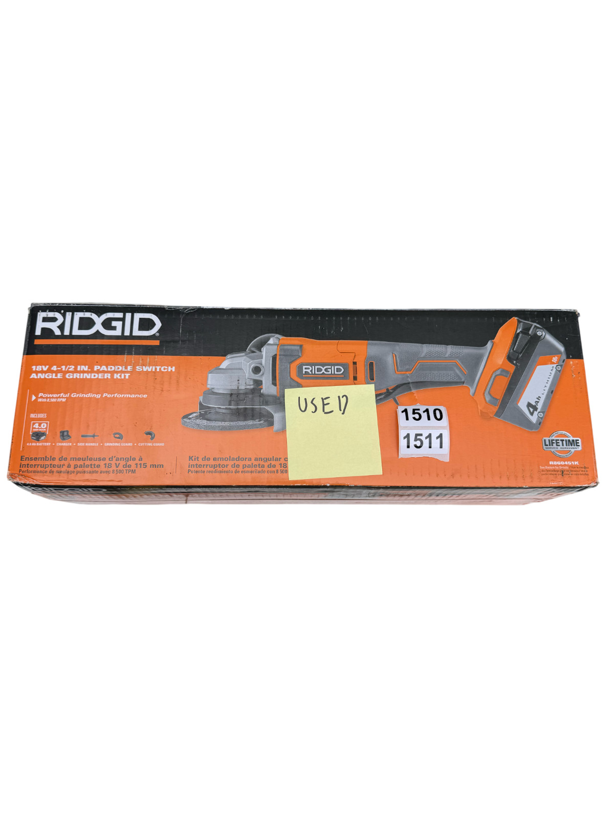 RIDGID R860451K 18V Cordless 4-1/2 in. Paddle Switch Angle Grinder Kit