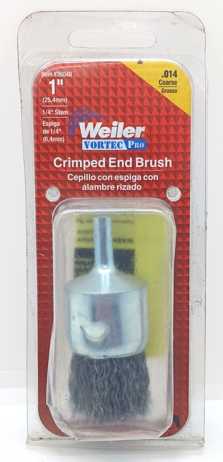 Weiler 1'' Vortec Pro Crimped End Brush 1/4'' Stem 20,000 MAX RPM #36048