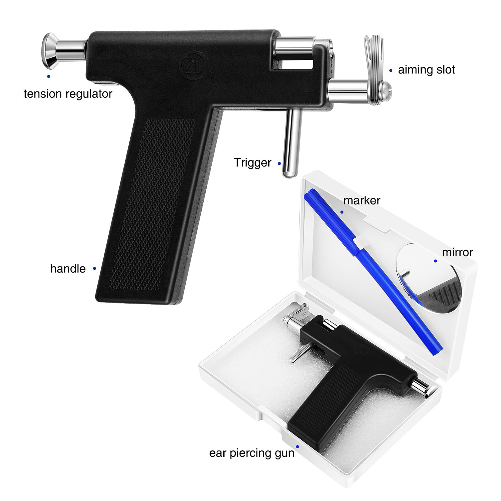 125Pcs Ear Piercing Gun Kit Professional Piercing Tool Ear Nose Stud Earring Set