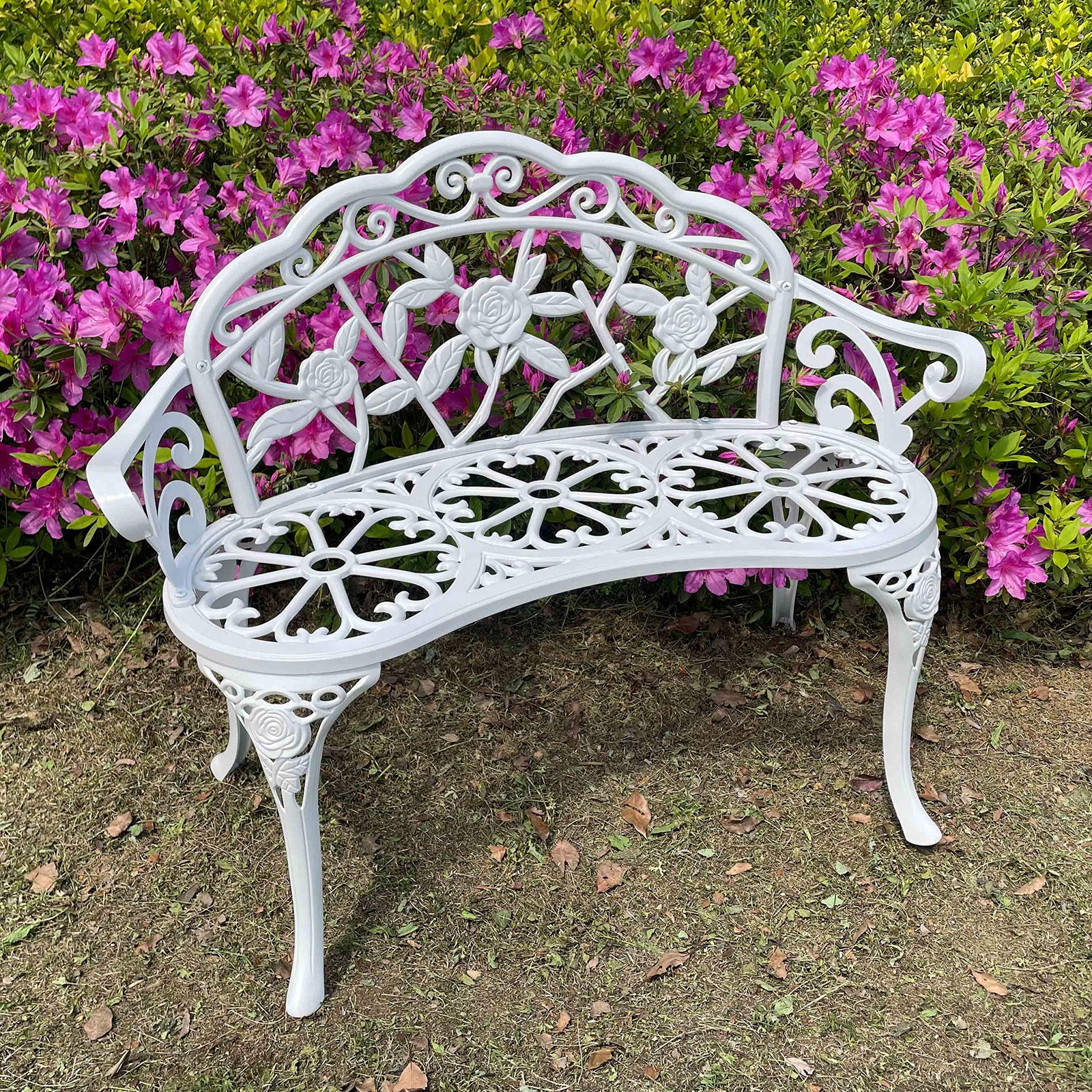 Outdoor Benc Park Garden Chair,All Chair Anti Rust Cast Aluminum Patio Yard B...