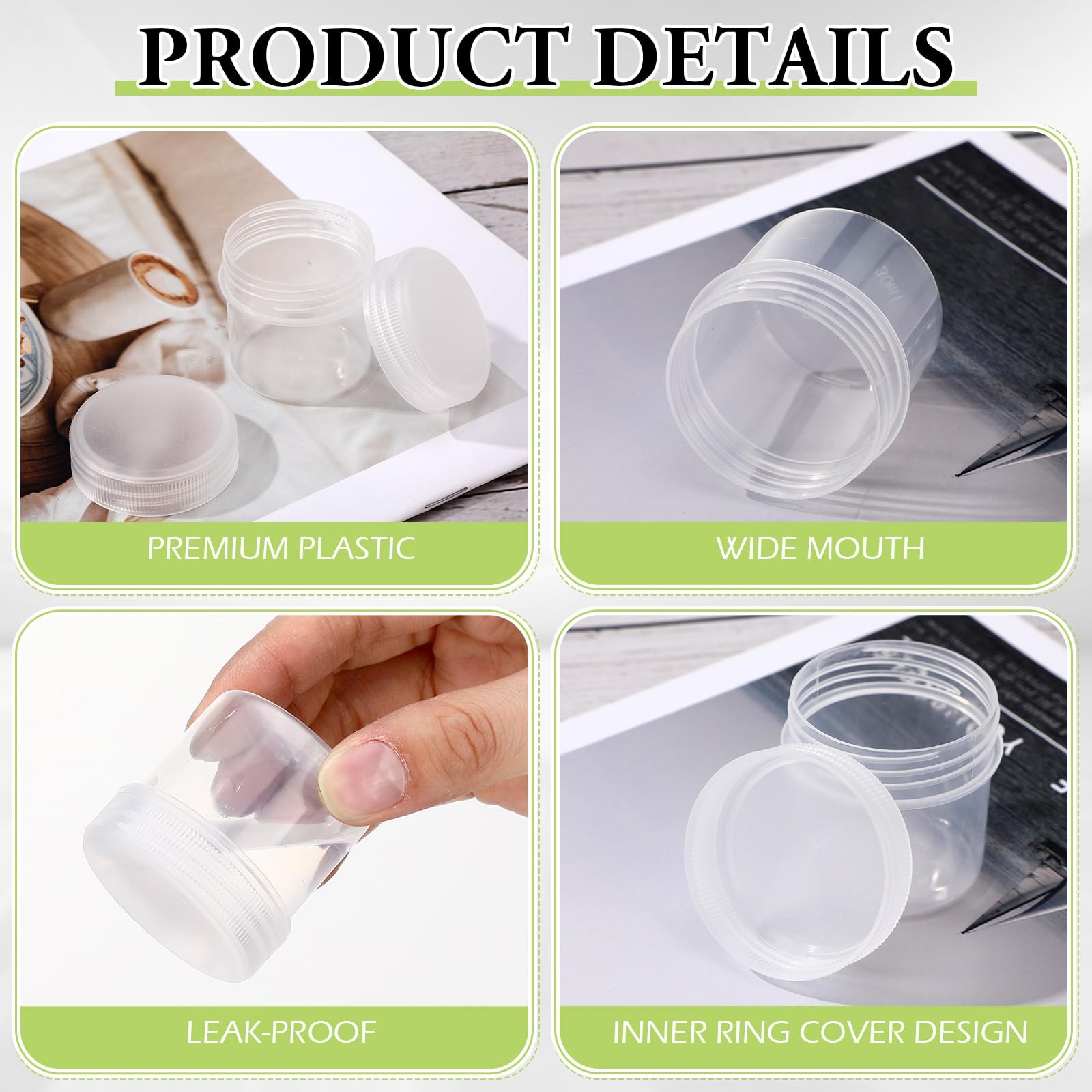 100 Pcs 1 oz Plastic Container Jars with Lids Round Leak Proof Refillable Sma...