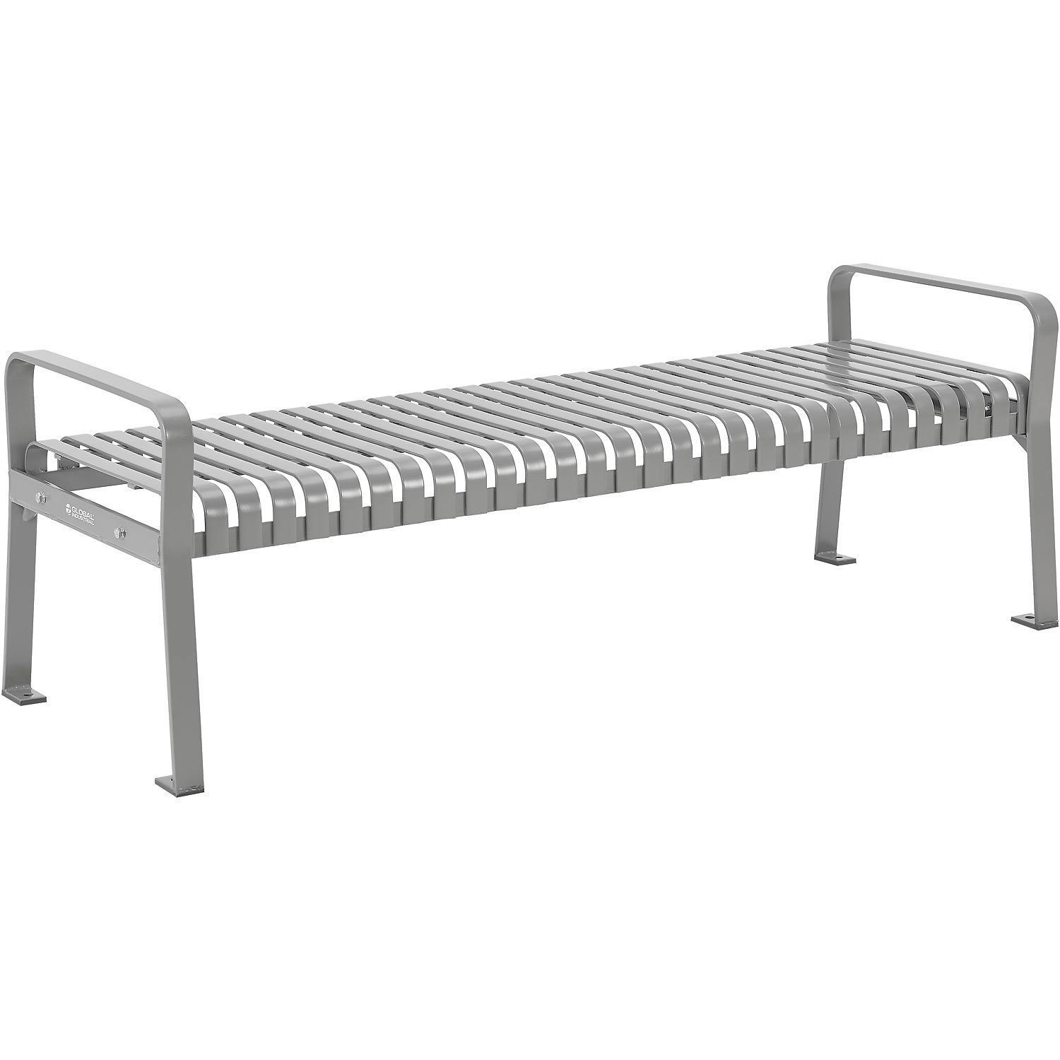 Global Industrial 48" L Outdoor Steel Slat Park Bench Without Back Gray
