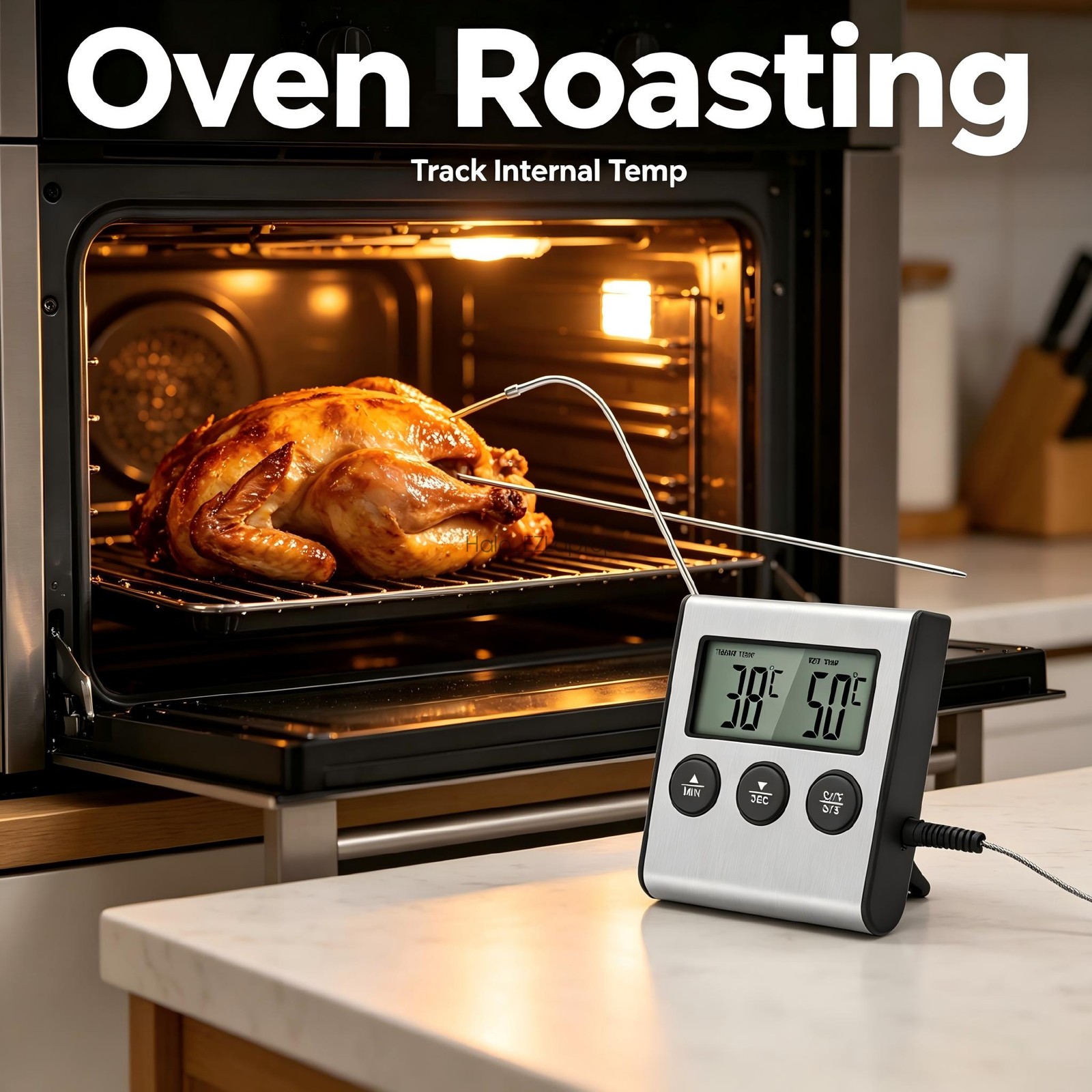 Remote Digital Kitchen Thermometer Timer Probe Meat Food Cooking Tool