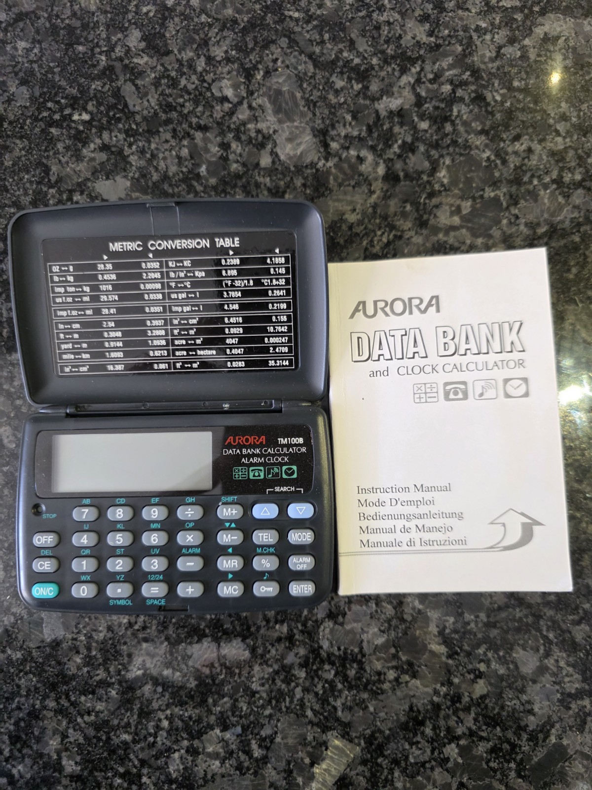 Aurora 50 Entry Data Bank TM100 Telephone Directory, Calculator & Clock