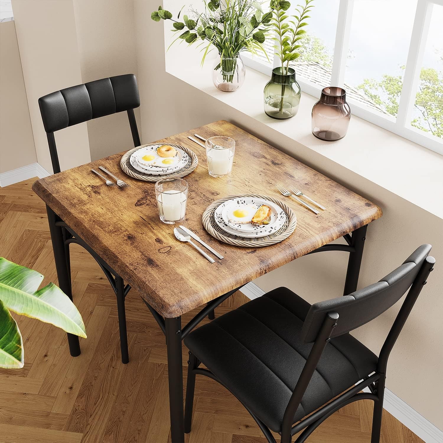 Dining Table Set Kitchen Dining Table Set for 2 W/Upholstered Chairs Apartment