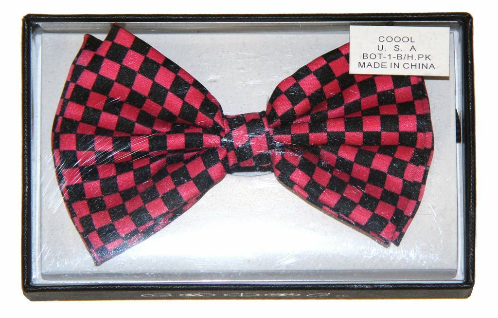 Unisex Pink Black Checkered Dress Up Tuxedo Halloween Costume Cosplay Accessory