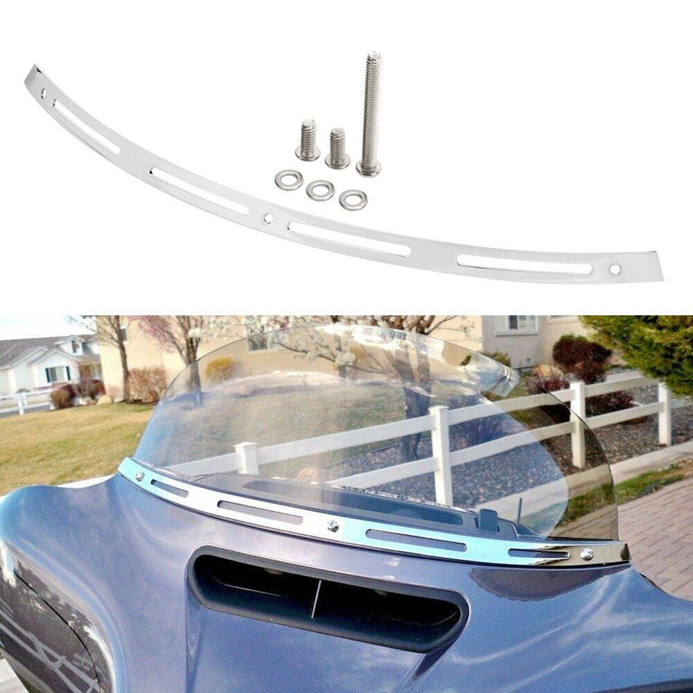 Chrome 4 Slotted Batwing Windshield Trim For Harley Street Electra Glide 14-22