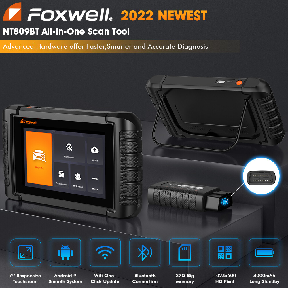 FOXWELL NT809BT Bidirectional Car OBD2 Scanner Diagnostic Scan Tool K-ey Coding
