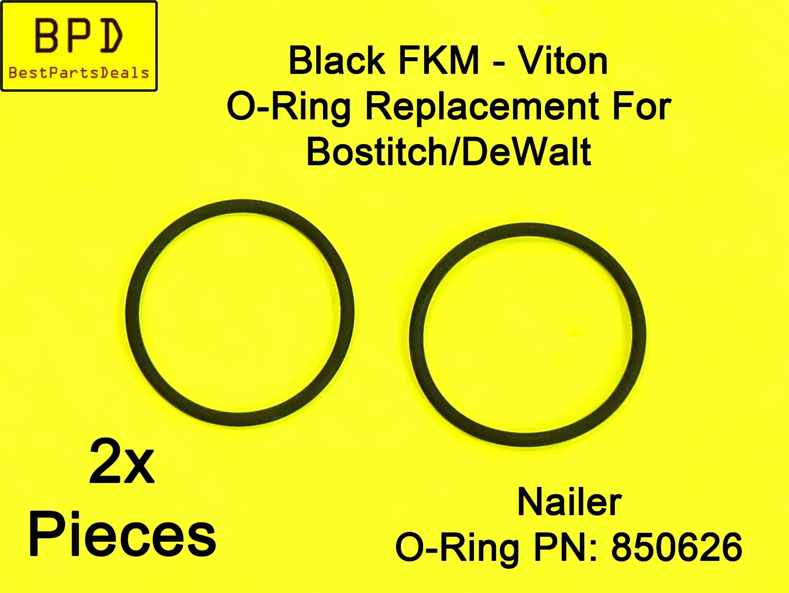 2 Pack Black FKM Replacement O-Ring For Bostitch / DeWalt Nailer PN: 850626